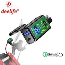 Deelife moto à prova dusb água da motocicleta carregador usb para moto motor com voltímetro sae soquete tipo c pd carregamento para o telefone móvel