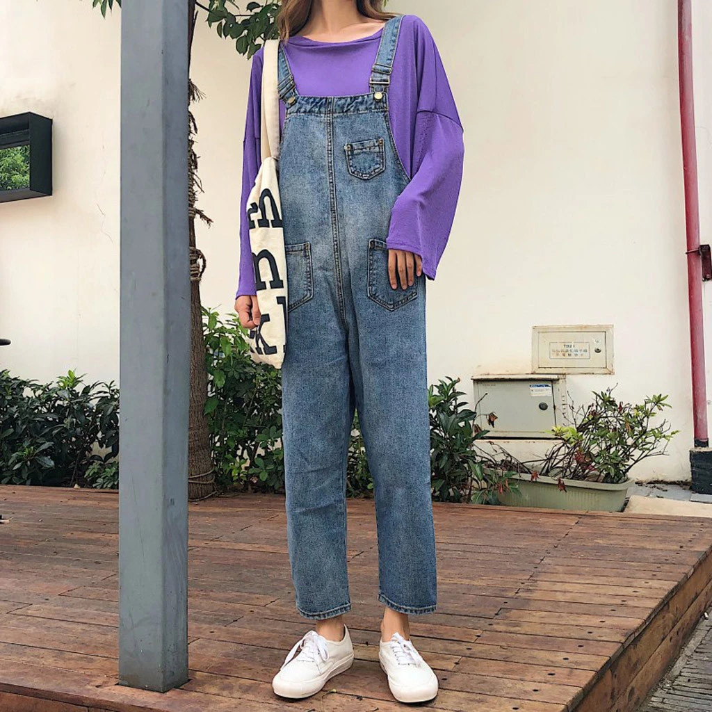 women's denim capri overalls