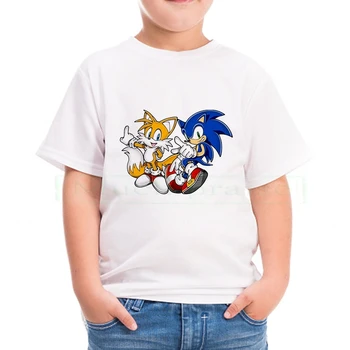 

2020 fashion cotton sonic hedgehog cartoon T-shirt for boys and girls summer casual short-sleeved children's wear Streetwear