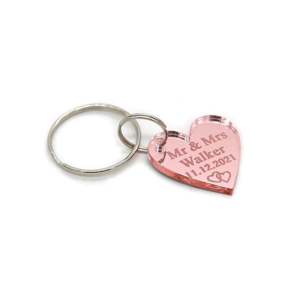 50pcs Personalized Laser Engraved Name Wedding Party Decor Keychain Small Chic Customize Keyring For Car Gift Key Chain | Дом и сад