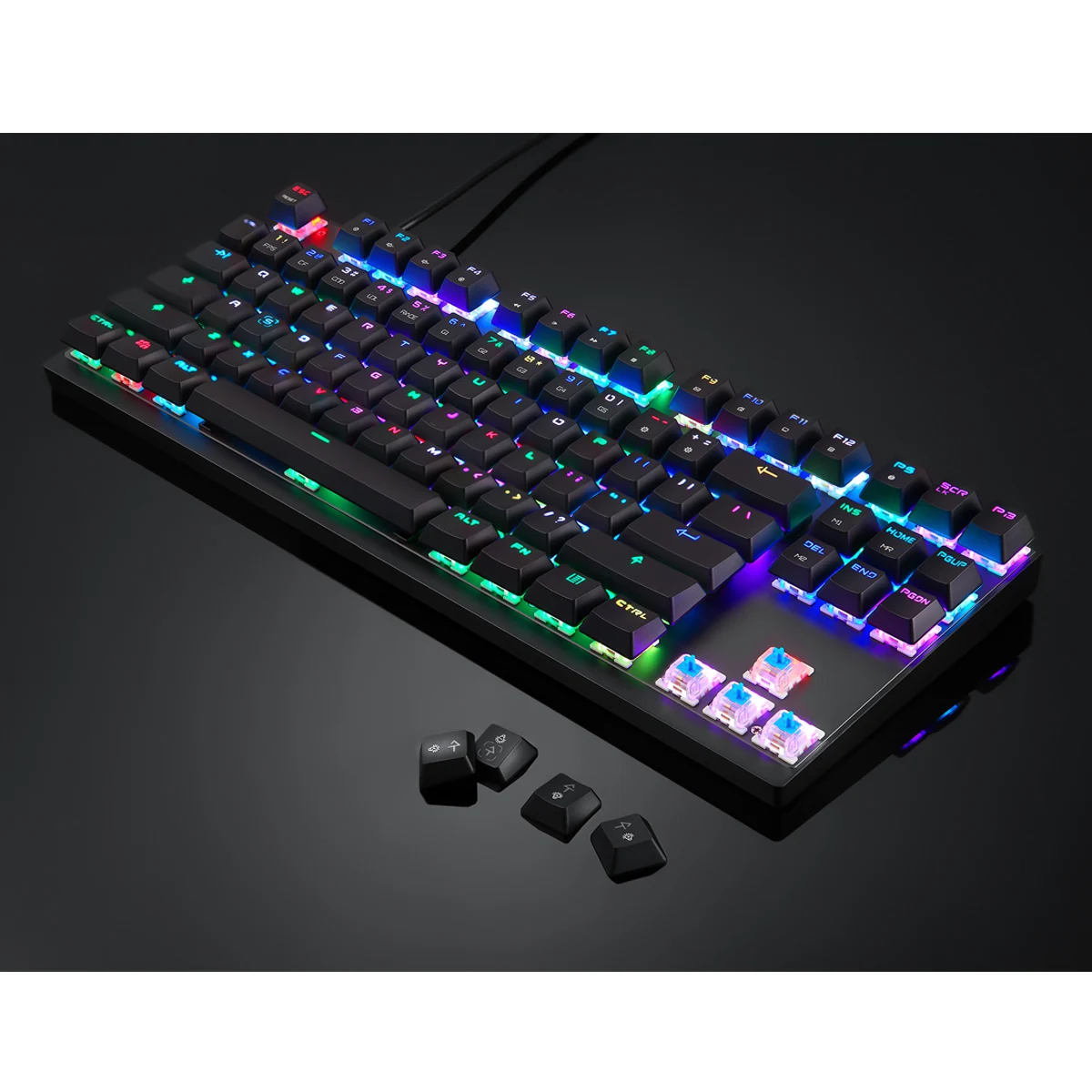 K82 механическая клавиатура Проводная RGB подсветка светящиеся игровые клавиатуры 87 клавиш Черный Розовый Многофункциональный американская клавиатура