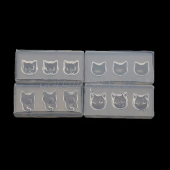 

4Pcs Cat Head 3D Silicone Nail Art Clear Molds Kit Cartoon Cat Nail Carving Mold Nail Art Templates Maincure Tools Drop Shipping