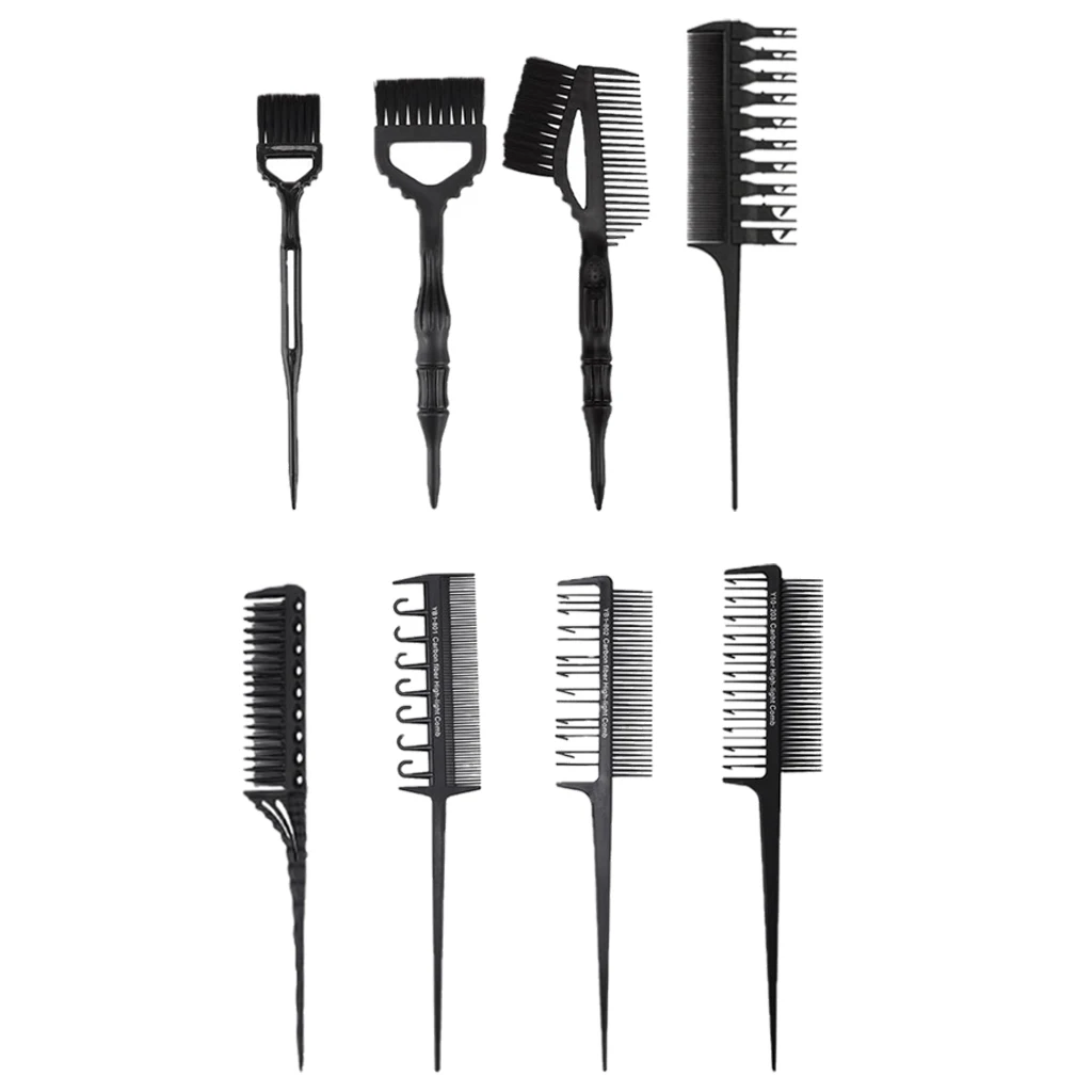 9Pcs Professional Salon Hair Tint Coloring Dyeing Brush Comb Highlights Brush Kit