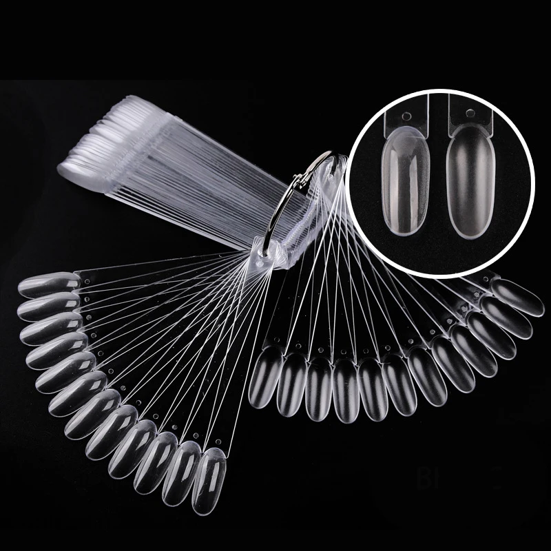 

50 Pcs False Nail Tips Nail Art Polish Color Card Acrylic Showing Shelf Practice Chart Palette Buckle Fun Ring Practice Display