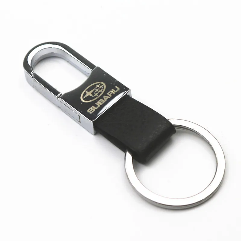

1PCS Keychain Metal Leather key rings Chains Car Key Holder For Subaru forester 2009 2014 2019 impreza outback legacy xv 2018