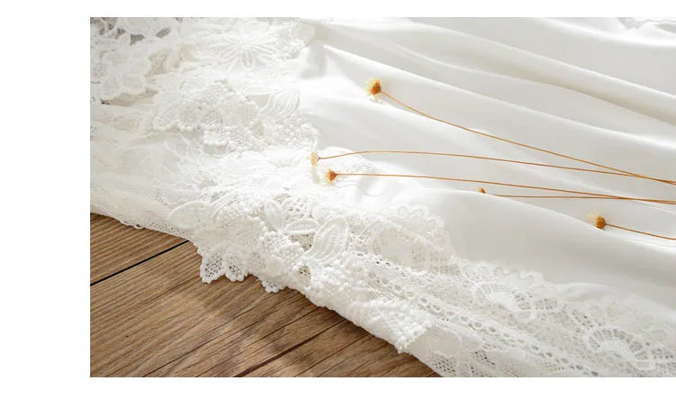 CINOON 3Pcs Women Sexy Silk Nightgown Embroidery Lace Bath Gown Nightdress Summer Sleepwear Wedding Night Dress Robe With Belt (42)