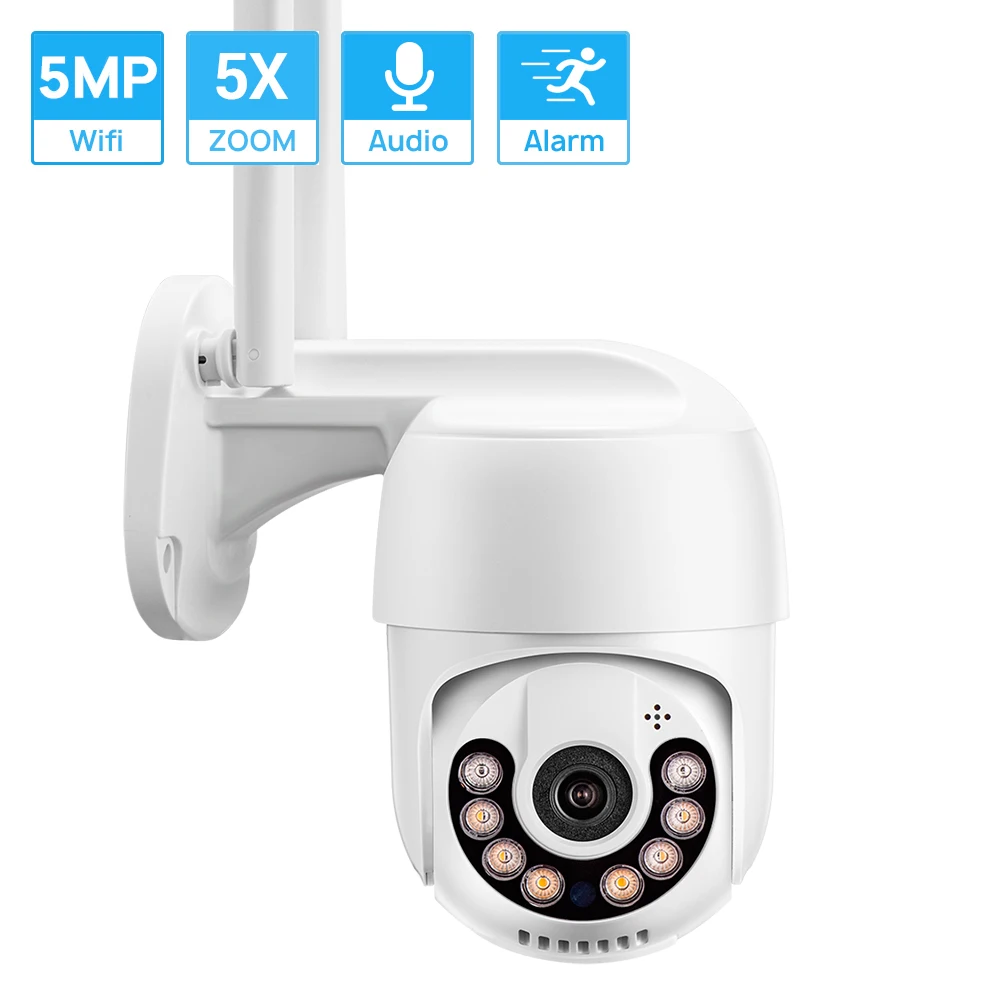 5MP Mini PTZ Outdoor Wifi Camera Auto Tracking ONVIF Wireless IP Camera 5xDigital Zoom AI Human Detection Color Nightvsion ICSEE|Surveillance Cameras| - AliExpress