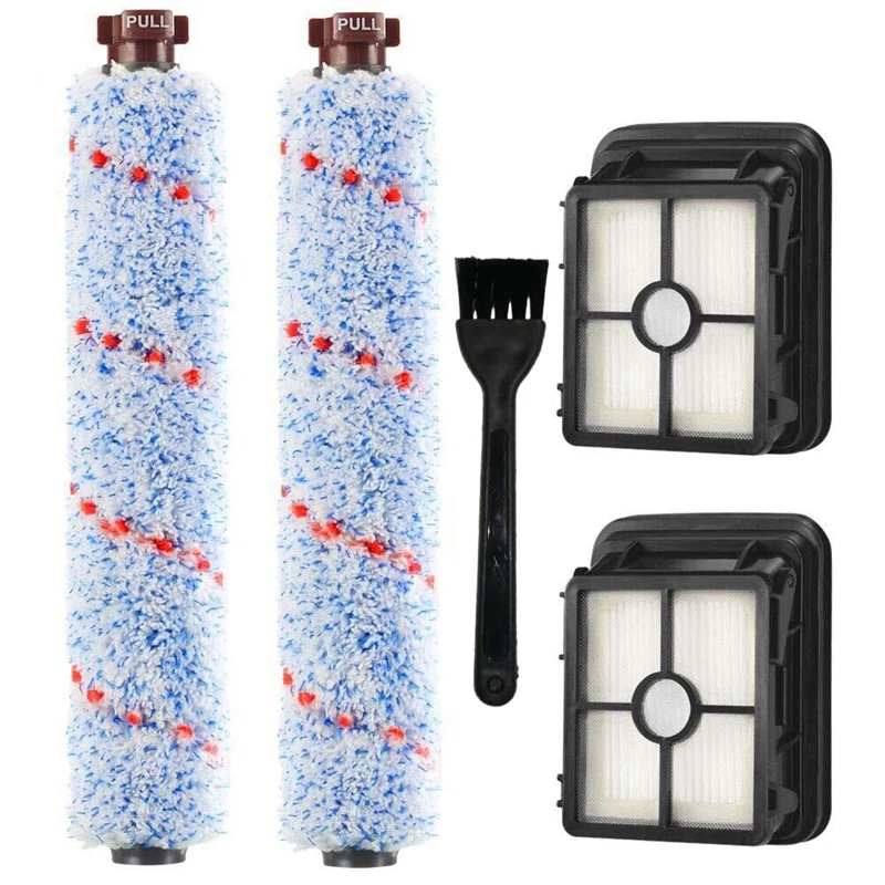 

2 Pack Multi-Surface Brush Roll 1868 and 2 Pack Vacuum Filter 1866 for Bissell Crosswave Cleaner, Replaces Part # 1608683, 160