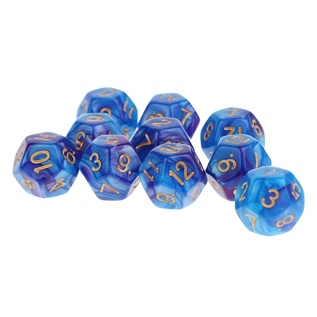 10 шт. 12 сторонние кубики D12 многогранные для Dungeons и Dragons вечерние настольные