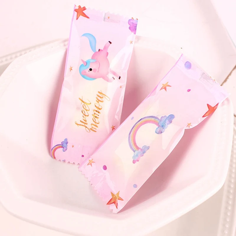 100 шт Kawaii Единорог мешок для сахара Nougat сумка для машины упаковка для конфет закуски печенье еда торт выпечки вечерние подарочные пакеты