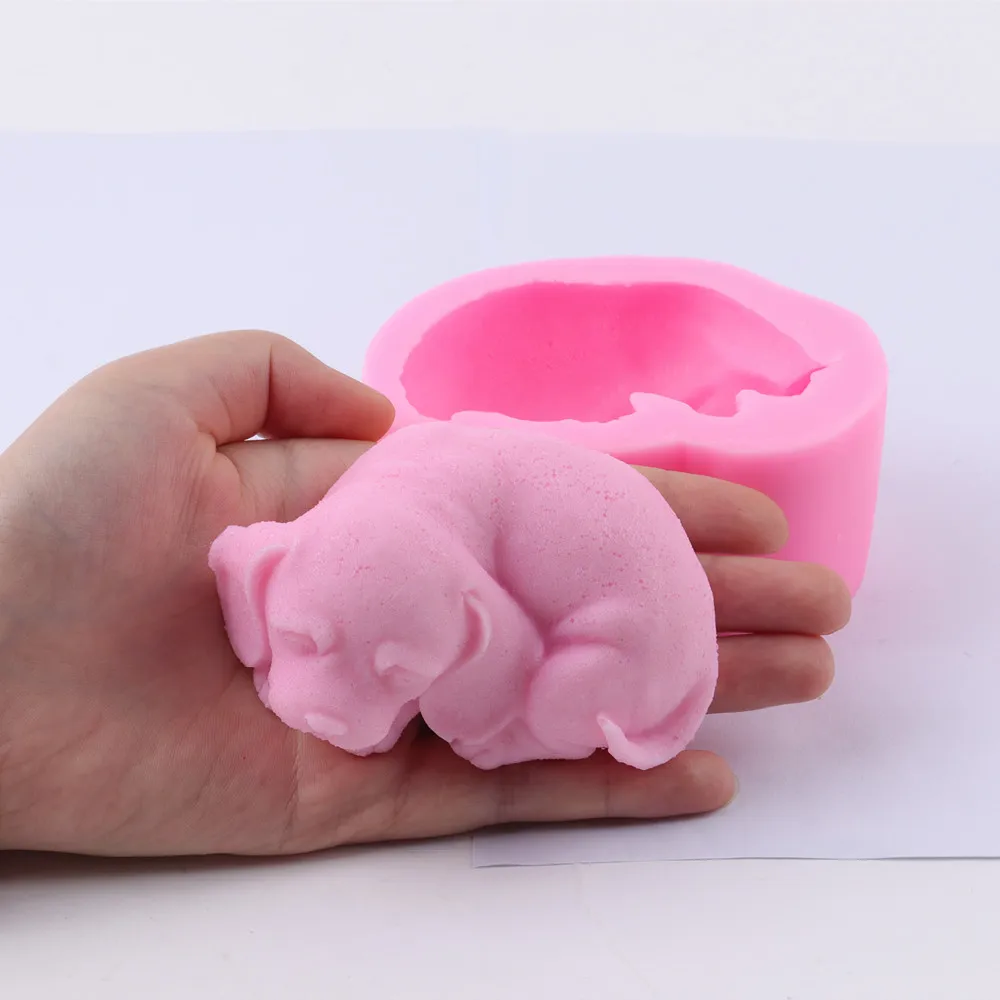 Cute Dog Shaped Silicone Soap Molds 3D Animal Crafts Decoration Resin Plaster Soap Making Cake Chocolate Mold Decorating Tools