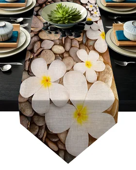 

Flowers Stones Pebbles Texture Table Runner Table Flag Home Party Decorative Tablecloth Table Runners