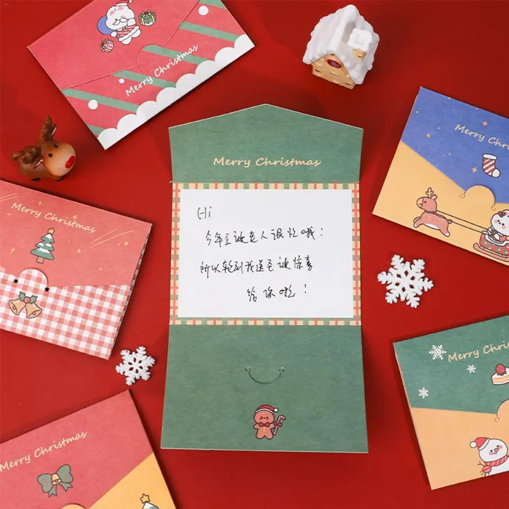 

6 Pcs/lot Cartoon Merry Christmas paper Envelope with Message card Card Gift Greeting Paper Stationary Storage Letter H7K1