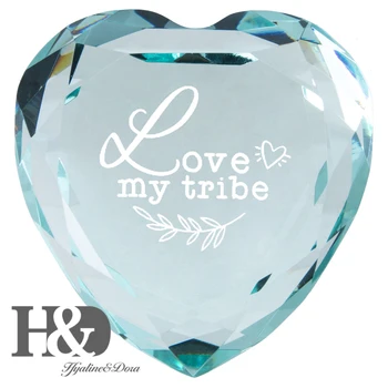 

H&D 80mm Healing Heart-Shaped Crystal Diamond Paperweight Customize Ornament Christmas Wedding Gift Art Glass Collectibles Green