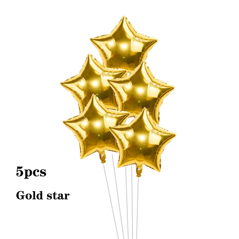 gold stars 5 шт./лот 18 дюймов Радуга розовое золото в форме сердца, звезды из алюминиевой фольги Воздушные шары на день рождения, свадьбу, девичьи вечерние украшения - Цвет: gold stars