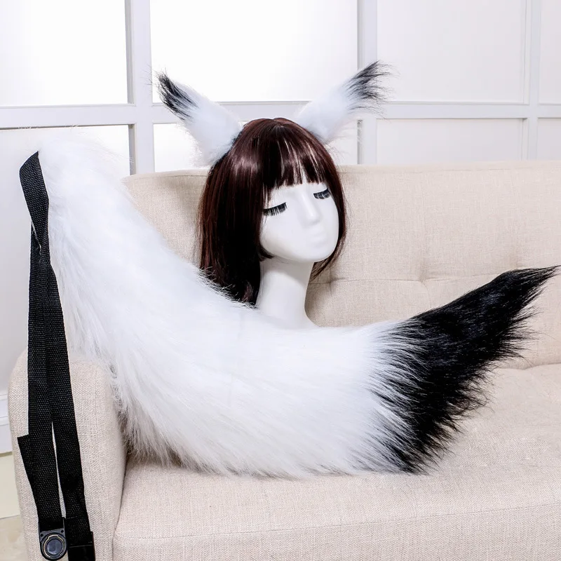 Wolf ears headband & curly tail set anime Cosplay Halloween fancy dress costume 