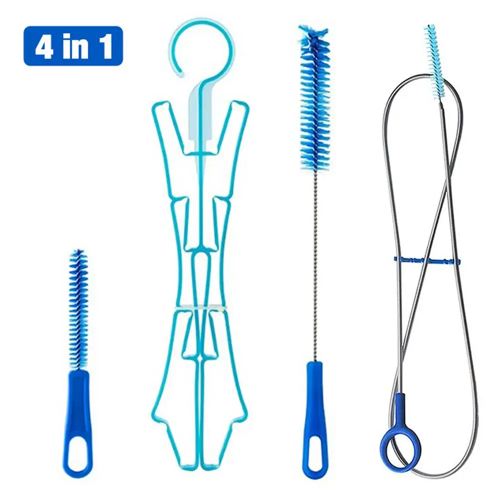 Kit de limpieza 4 en 1, bolsa de agua para tubo de hidratación, cepillo largo, herramienta de limpieza para cuchillas universales