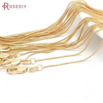 

(37887)2PCS 45CM 24K Champagne Gold Color Copper with Lobster Clasps Finished Necklace Chains Jewelry Making Supplies