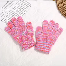 Novo inverno luvas de bebê moda cor sólida à prova de frio quente luvas de malha para crianças da escola com idade 3 8