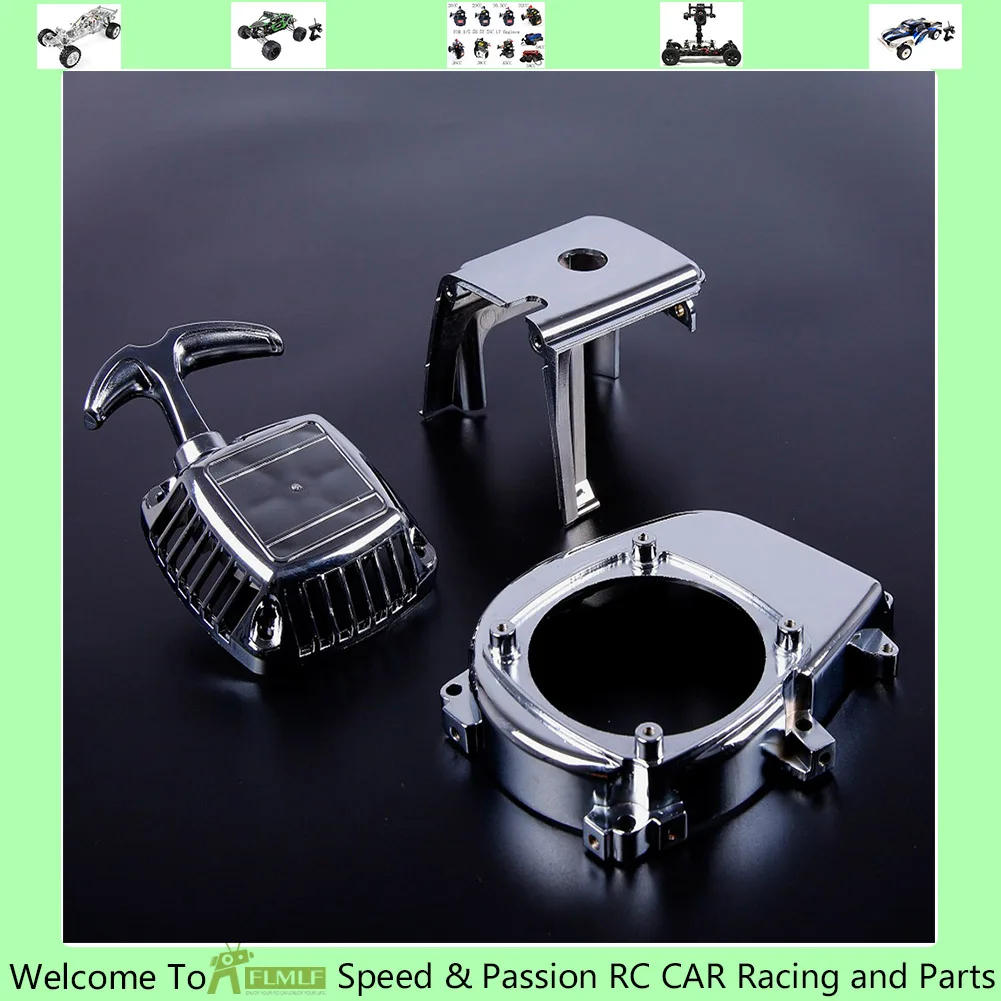 Engine Chrome Side Cover& Cylinder Cover&pull Starter Kit Fit 32cc 36cc