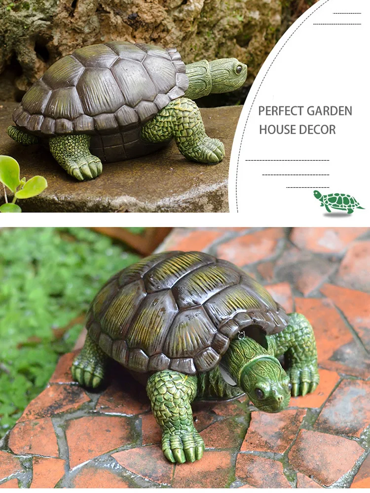 Statue de tortue verte en résine, jolie Sculpture de jardin d'extérieur,  étang, magasin, bonsaï, décoration pour la maison et le jardin - AliExpress