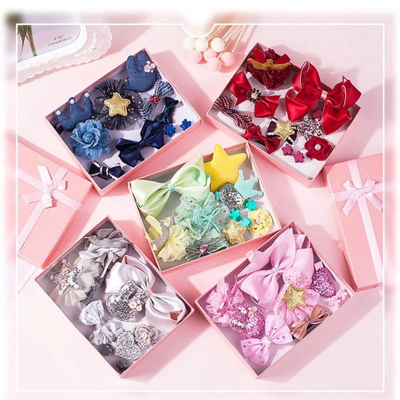 

Boutique girls hair accessories children's hairpin hair rope princess comb jewelry gift box new year christmas set gift