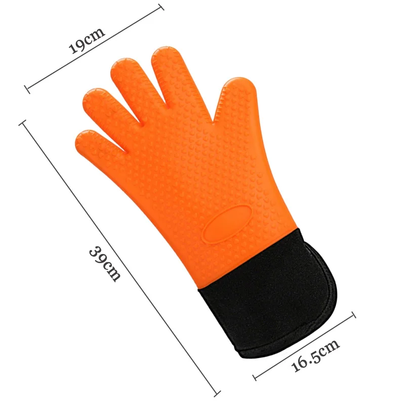 Black Thicken Silicone Oven Mitts Portable Heat Resistant Non-Slip Gloves  for Cooking Baking Hand Protector Home Kitchen Gadgets - AliExpress