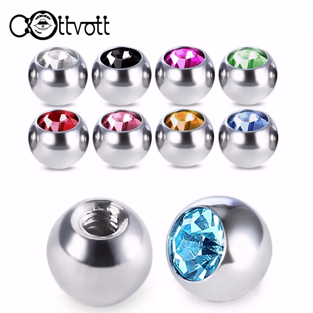 Crystal Screw Hole Head Stainless Steel Ball Mixed Colors 16/14G Lip Tongue Ring Ear Belly Eyebrow Body Piercing PLP08 10pcs/lot piercing jewelry body piercing earrings ear piercing jewelry metal jewelry belly button earrings belly button piercings body piercing jewelry body jewelry