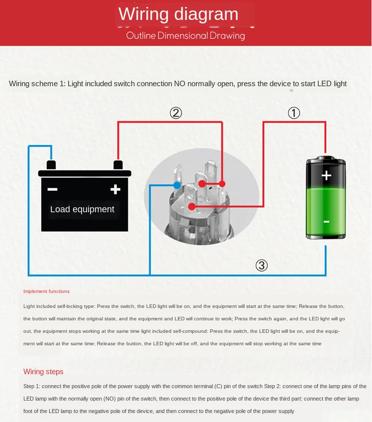 Customize various symbols 16mm Metal Push Button Switch  press button Self-reset 1NO  Flat head  Momentary With indicator light