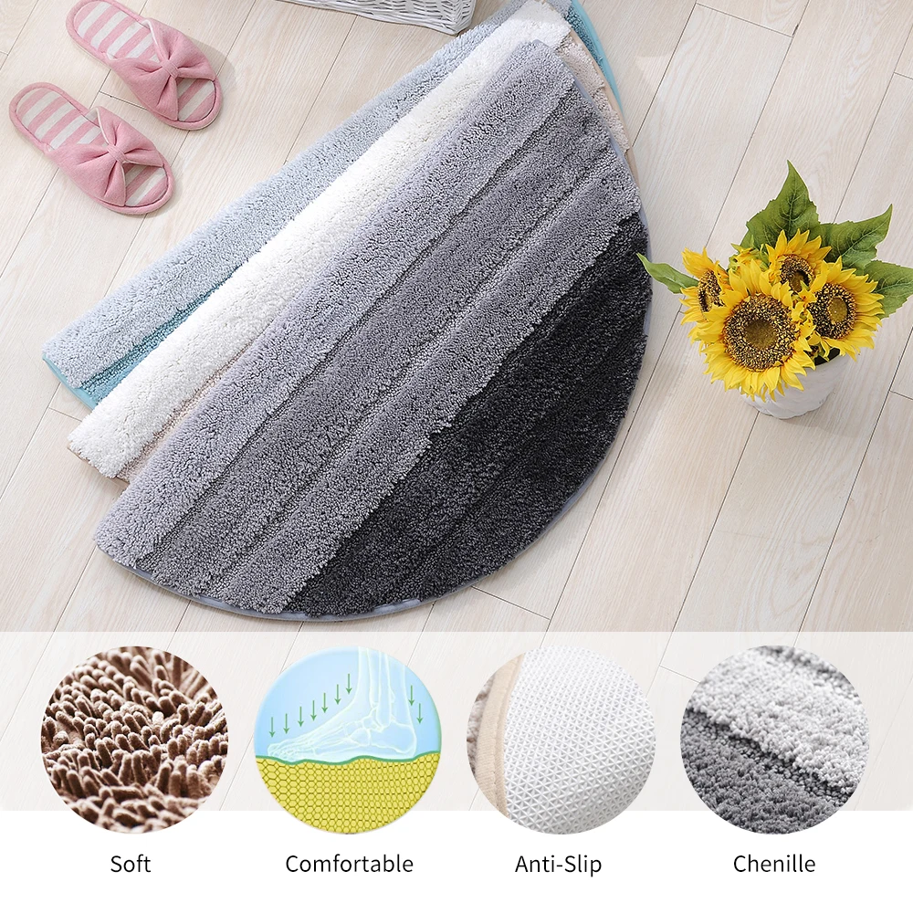 Soft Microfiber Rug Kitchen Carpet Floor Mat Round Carpet Anti-slip Bath Mat Livingroom Home Bedroom Machine Washable Carpet