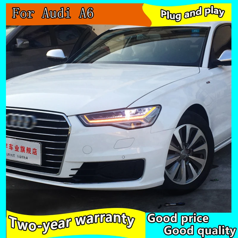 Автомобильный Стайлинг для Audi A6 фары 2009-2012 2013- A6 светодиодный фонарь DRL Объектив Двойной Луч би-светодиодный объектив Автомобильная фара