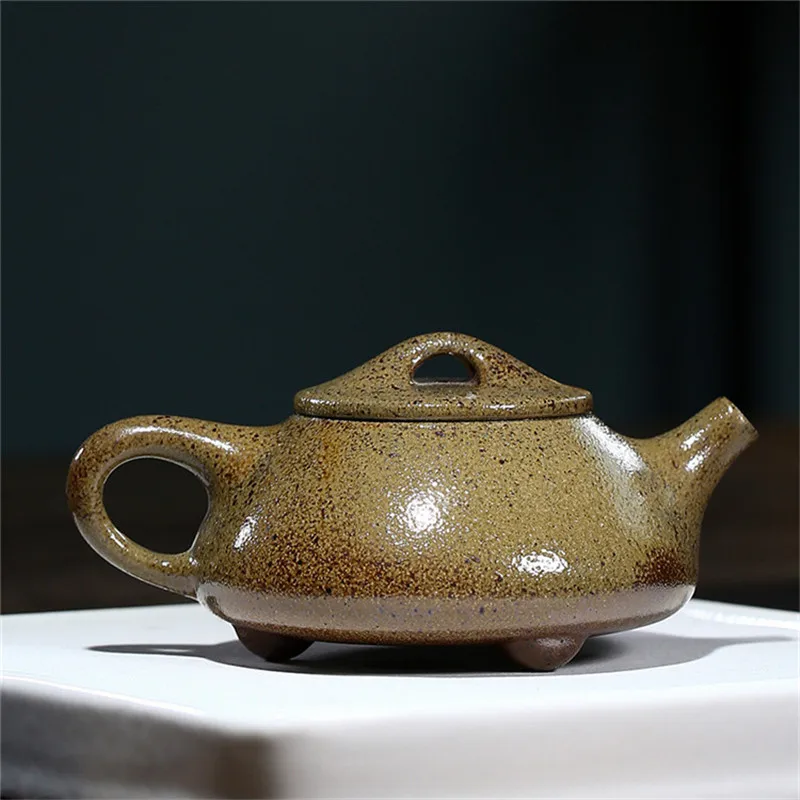 Chinese Yixing tea pot purple clay Stone scoop teapots Retro Firewood kiln change Handmade kettle customized Authentic 240ml