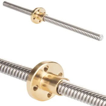 

T8 Lead Screw OD 8mm Pitch 2mm Lead 8mm 150mm 200mm 300/400mm 900mm Trapezoidal Screws With Brass Nut For cnc Reprap 3D Printer