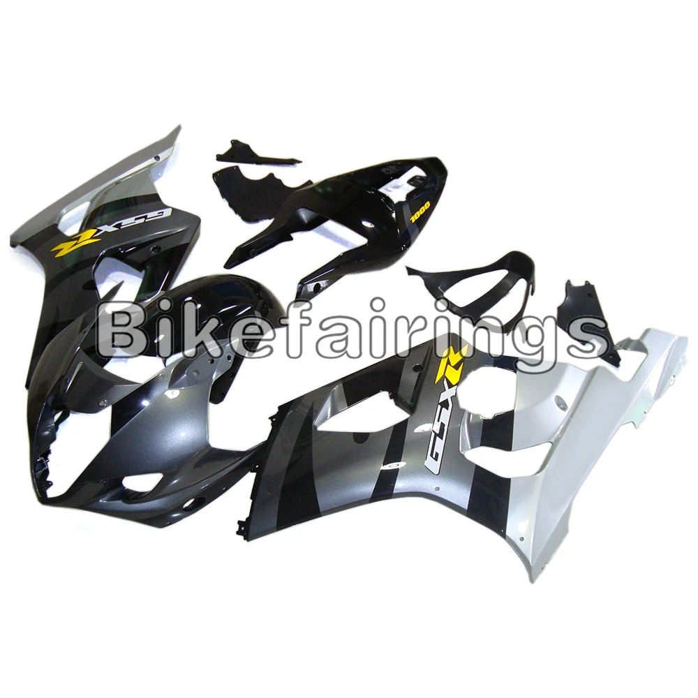 Для Suzuki 2003 2004 03 04 велосипедного корпуса из АБС-пластика Cowlings GSXR1000 Чехлы для корпуса, комплект для кузова, пластиковые панели, черные, серебристые обтекатели