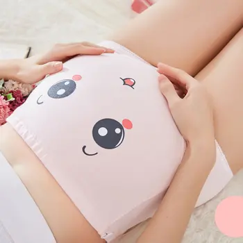 

Pregnant women's underwear cotton breathable high waist stomach lift adjustable cute cartoon expression pants no trace