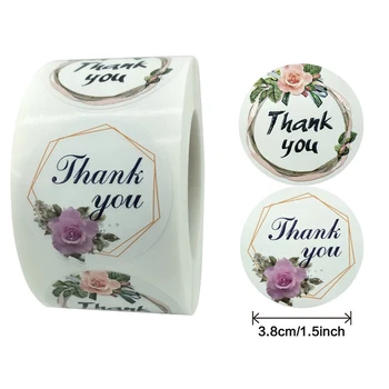 

500Pcs/Roll Round Floral Thank You Stickers Scrapbooking For Package Seal Labels Sticker