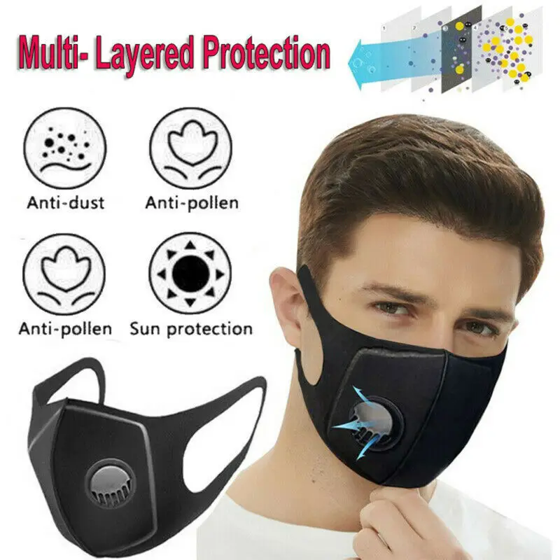 

Fashion Unisex Cotton PM2.5 Breathable Face Mask Activated Carbon Mask With Filter-Washable Reusable New