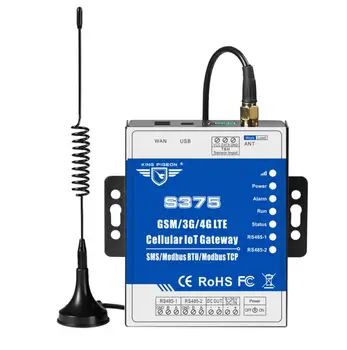 

2G 3G 4G Wireless Dual sim card IoT Gateway GSM Modbus RTU Master & Slave for UPS PLC VFD monitoring supports 320 I/O tags S375