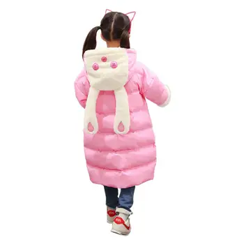 

Wholesale Girls pink cute Rabbit ears hooded thicken cotton coats children warm winter long jackets kids outerwear parkas ws1167
