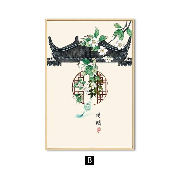 Traditional-Chinese-Ink-Building-Wall-Art-Canvas-Painting-Bamboo-Posters-and-prints-Wall-Pictures-for-Living (4)