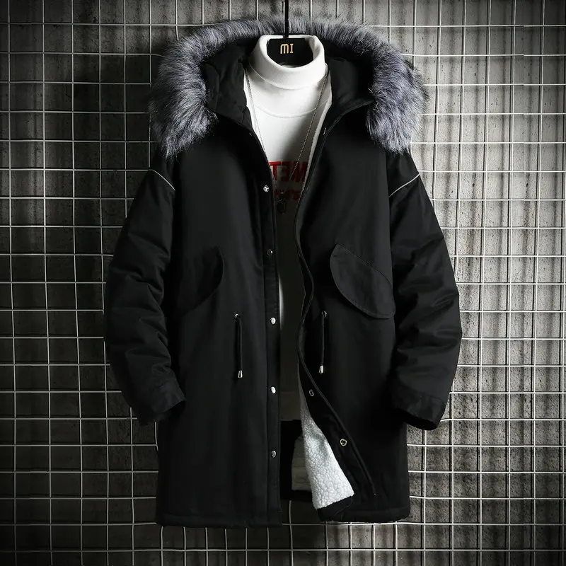 

Популярные зимние парки для мужчин, утепленные флисовые теплые куртки, пальто, модное повседневное пальто с капюшоном, мужские парки с капюшоном, красивая мужская одежда