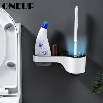 

ONEUP Wall Mount Toilet Brush Holder TPR Soft Silicone Cleaning Brush For Toilet Storage Rack Clean Set WC Bathroom Accessories