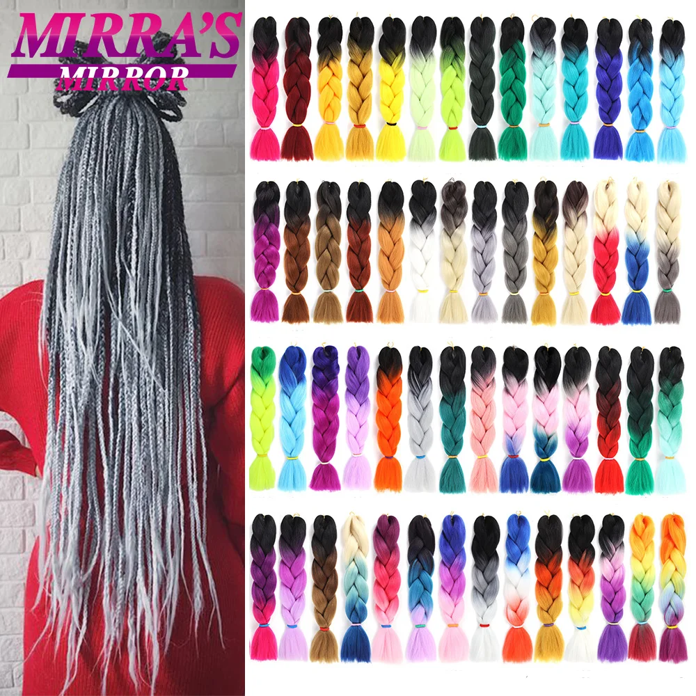 Mirra’s Mirror Braiding Hair Extensions Crochet Jumbo Braids Synthetic For 24 Inch 100g Ombre Fake |