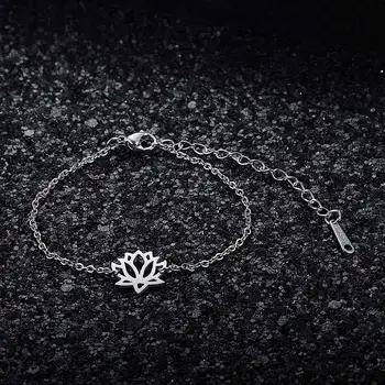 

AAAAA Quality 100% Stainless Steel Lotus Charm Bracelet for Women Female Fabulous Bracelet Never Tarnish Jewelry Bracelets