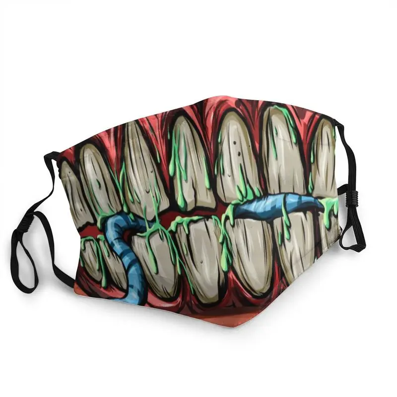 Spooky Teeth And Bugs Mask Dustproof Breathable Scary Halloween Horror Face Protection Cover Unisex Respirator Mouth-Muffle | Аксессуары