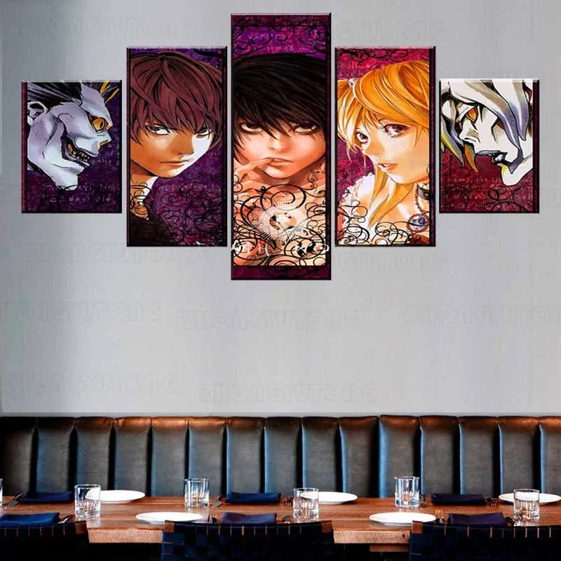 Настенные картины на холсте для гостиной 5 шт. основной персонаж из Death Note картина
