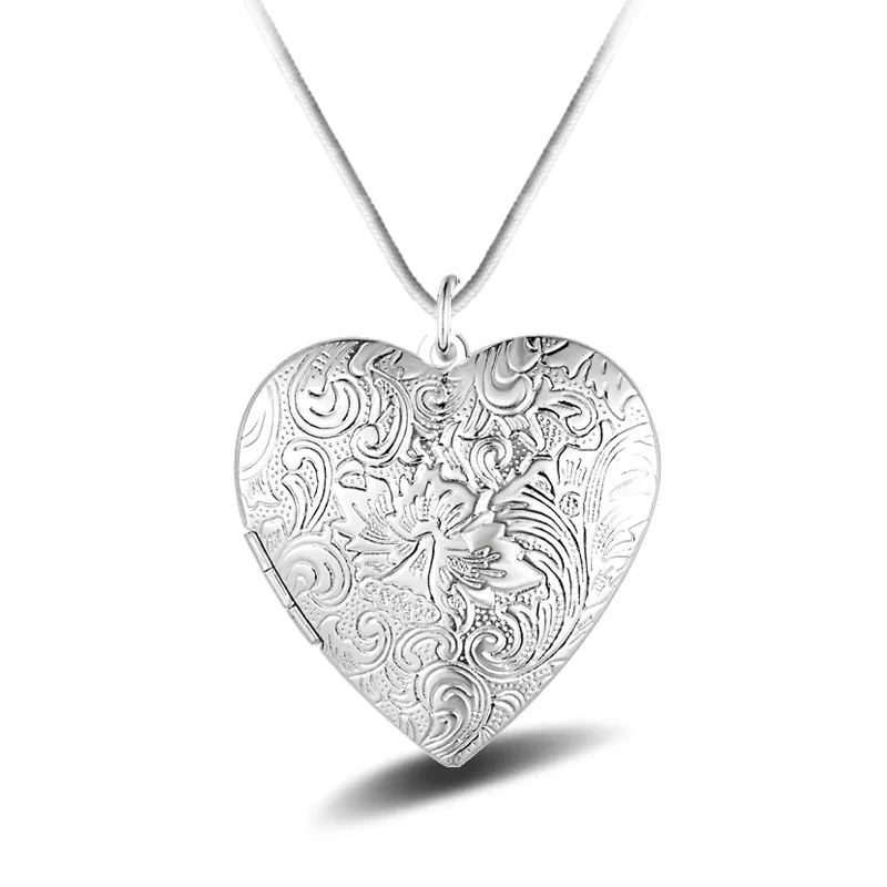 2020 New 925 Sterling Silver Necklace Heart Frame Pendant Necklace Can Be Loaded With Photo DIY Jewelry Gift - Image 5