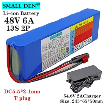 

48v 6Ah 18650 lithium battery pack built-in BMS 54.6V bicycle conversion kit 1000w electric bicycle battery +54.6V 2A Charger