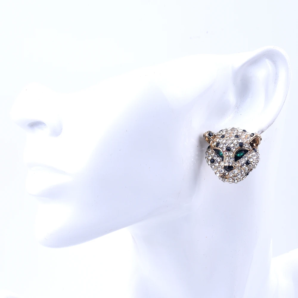 Fashion Punk Rock Special Leopard Head Women Earrings Exaggerated Personality Animal Gold Stud Earrings Charm Statement