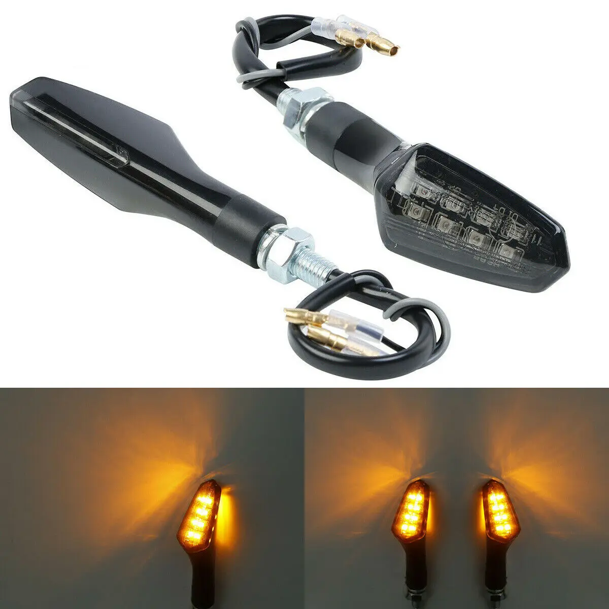 

2 x Amber Turn Signal LED Blinker Light Indicator Smoke Lens Universal Motorcycle Lamp